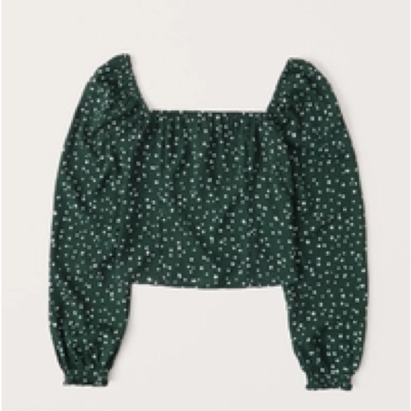 Dark Green Long-Sleeve Squareneck Top - Picture 2 of 5